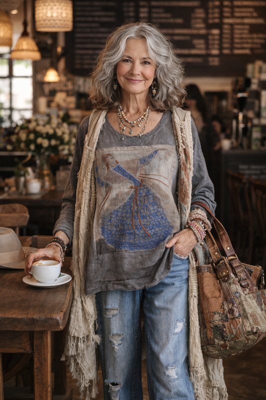 Crop Folklore T Shirt in Ash