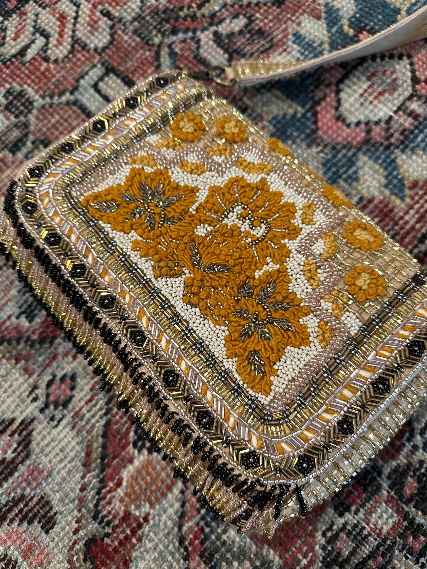 Golden Lotus Baguette Bag