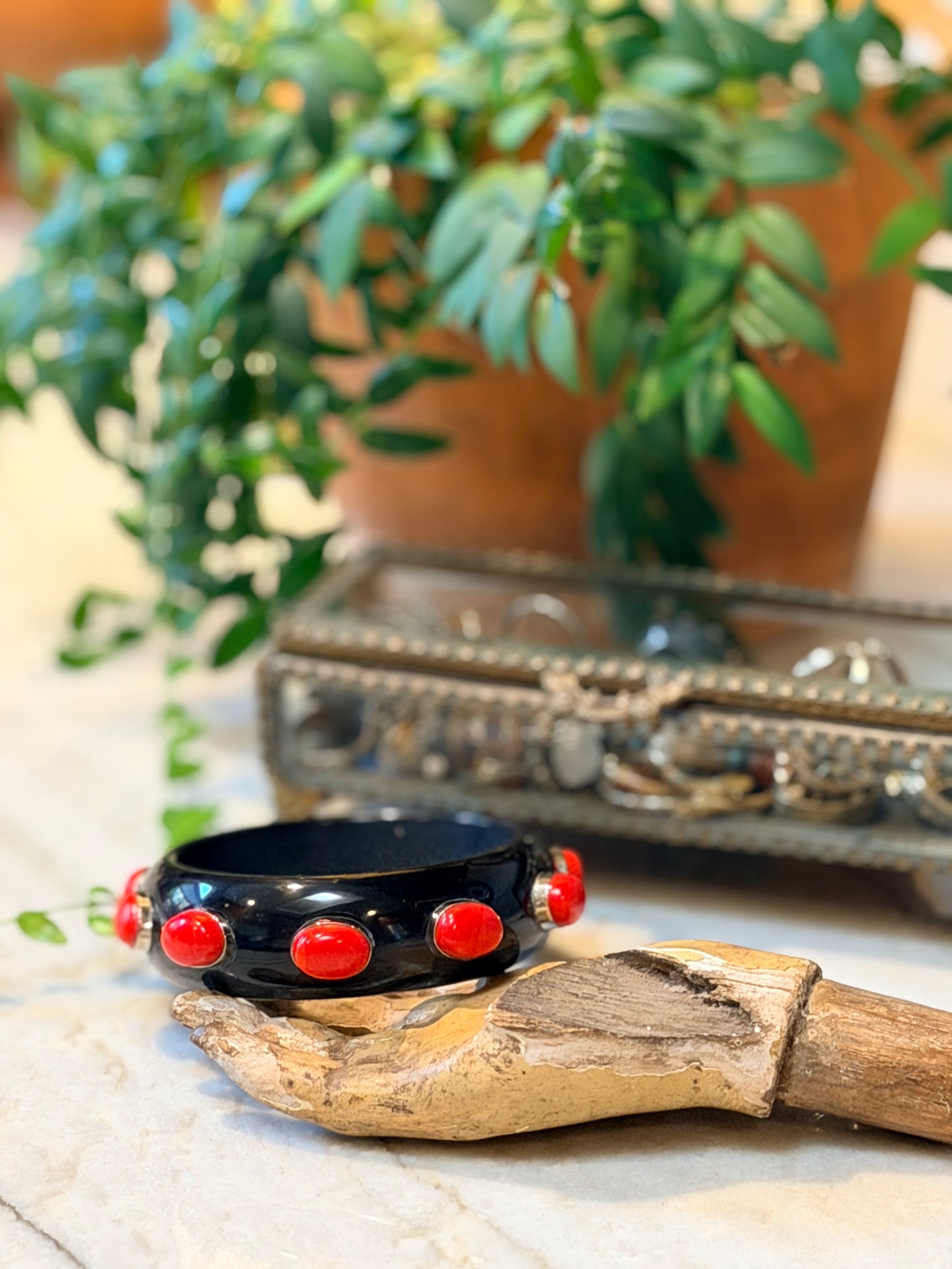 Coral Stud Bangle in Black