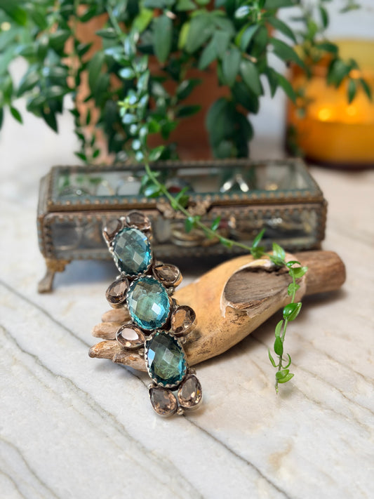 Oversized Ring in Blue Smoke – Chateau Bel Age Boutique
