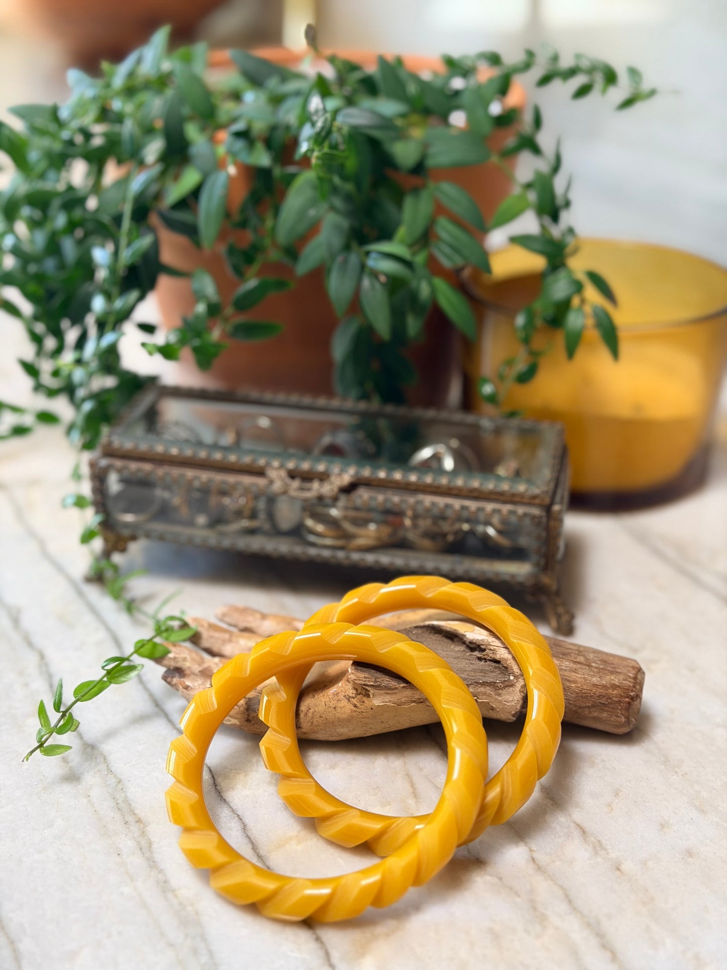 Carved Bangle in Honey – Chateau Bel Age Boutique