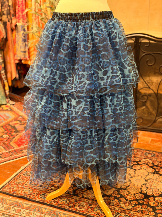 Tulle Skirt in Blue Leopard Tamer – Chateau Bel Age Boutique