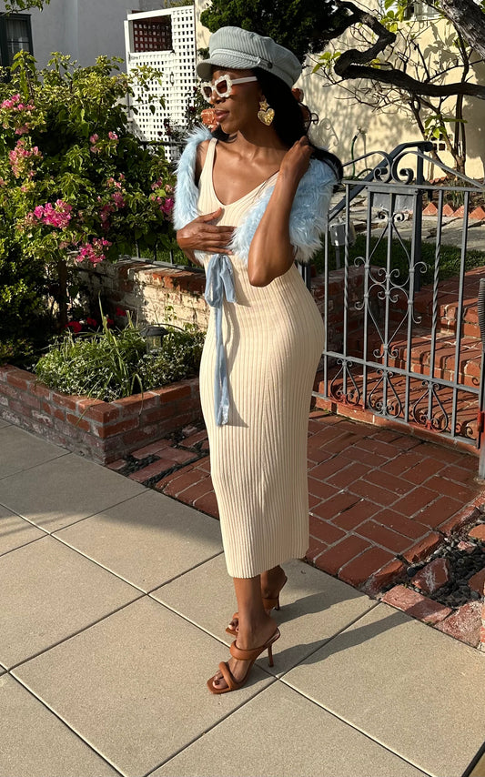 Ice Faux Fur Velvet Knot Stole by JGrace