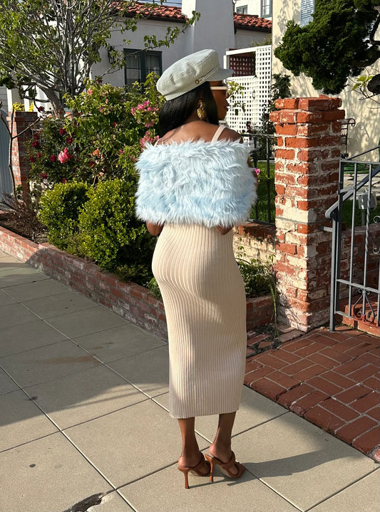 Ice Faux Fur Velvet Knot Stole by JGrace