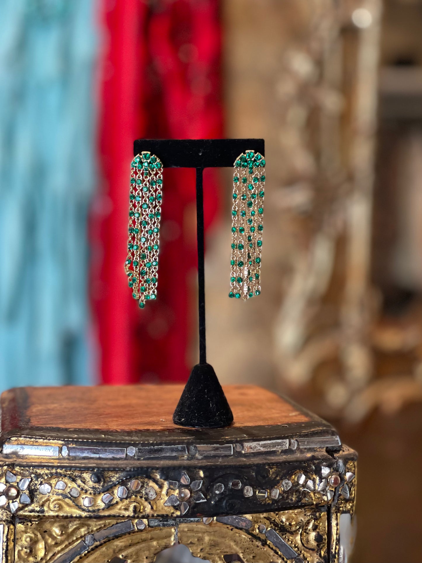 Gilded Emerald Rain Earrings
