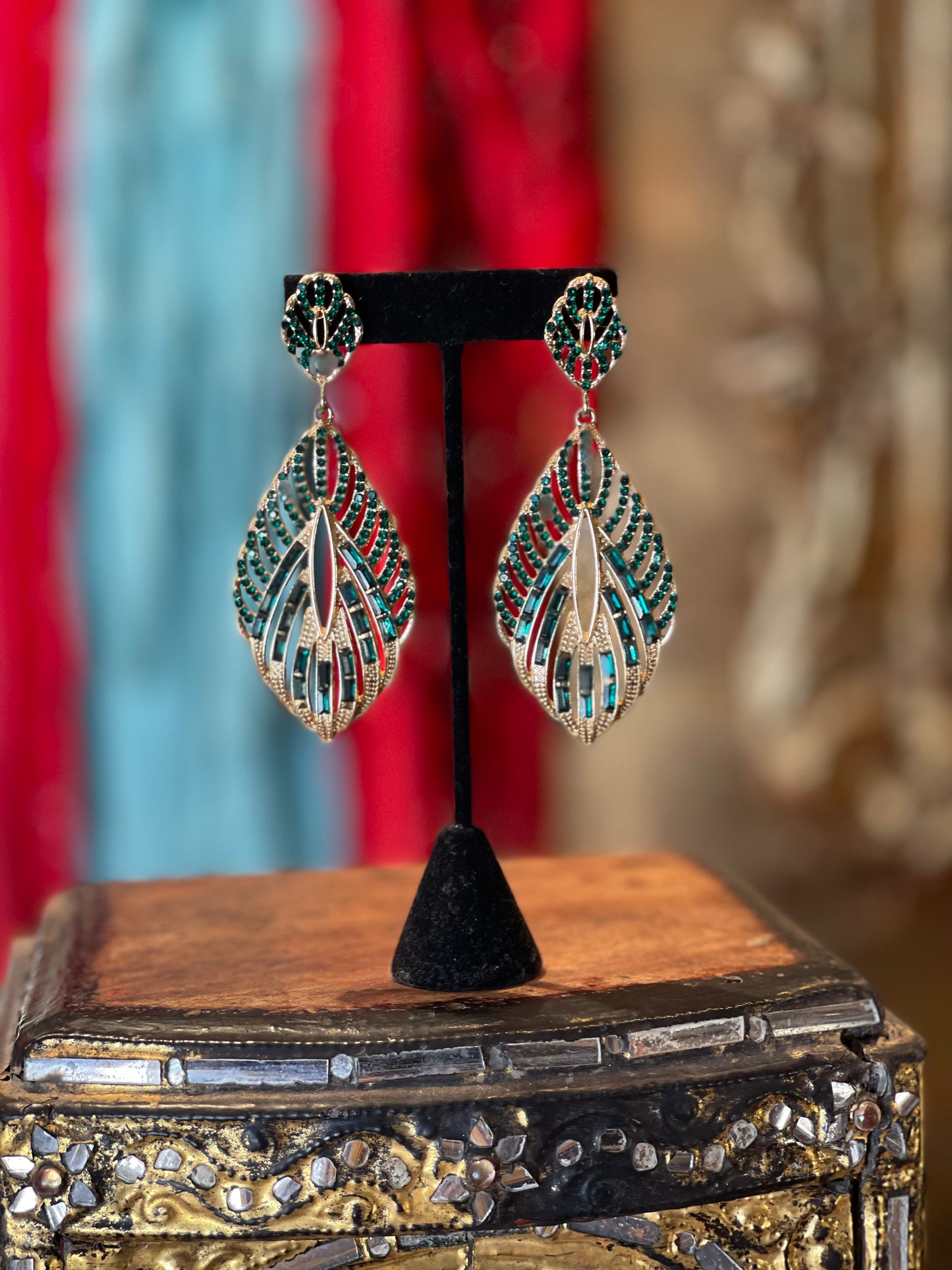 Emerald Deco Earrings