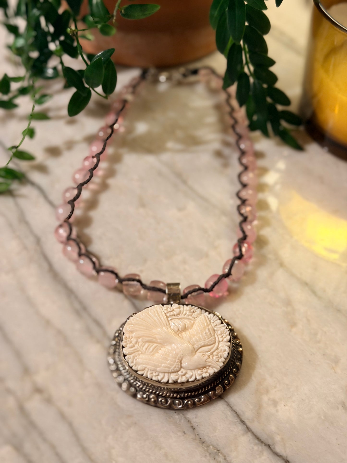 Bone Bird on Pink Quartz 1831 – Chateau Bel Age Boutique