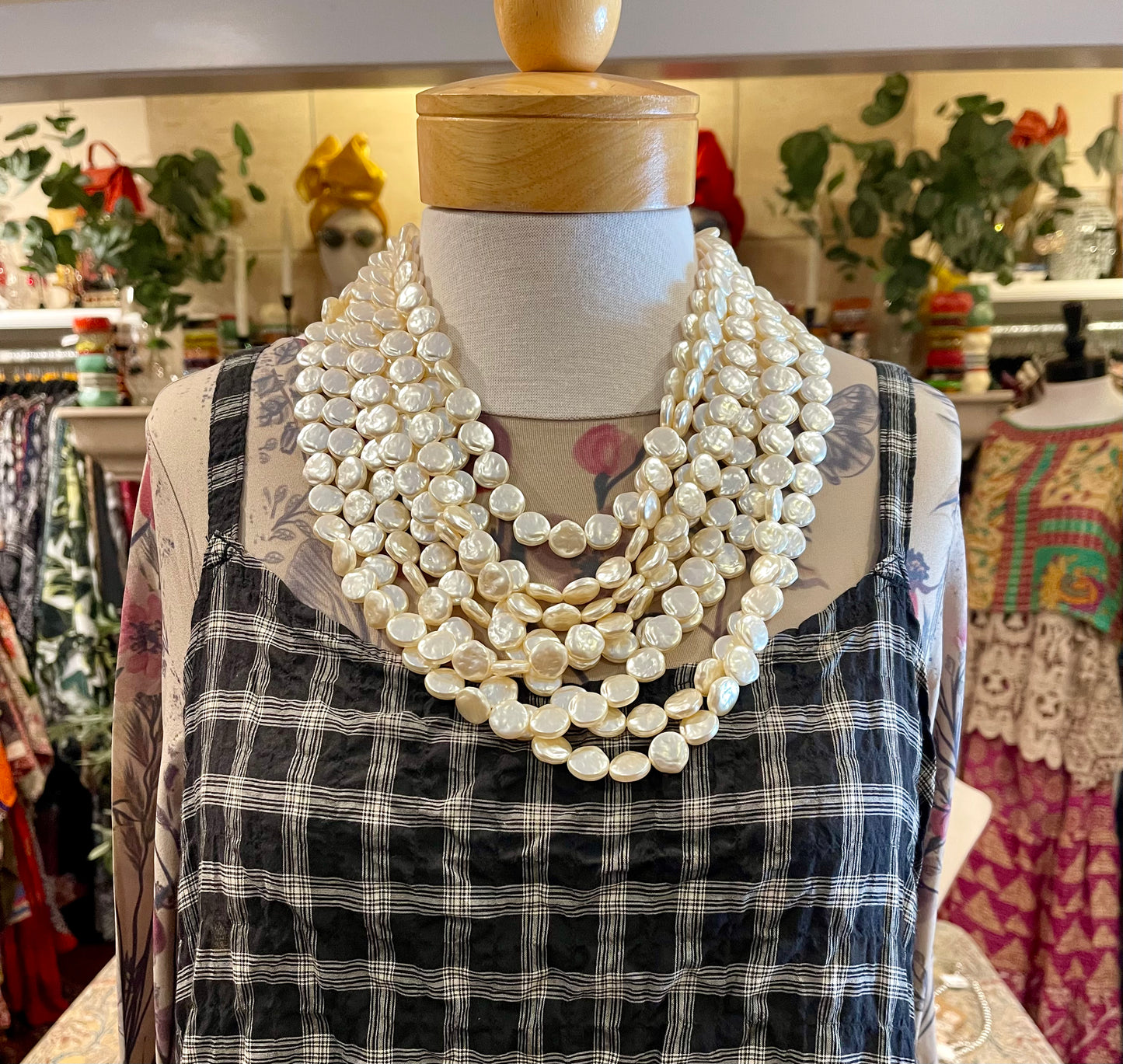 Faux Freshwater Pearl Multi Strand Necklace