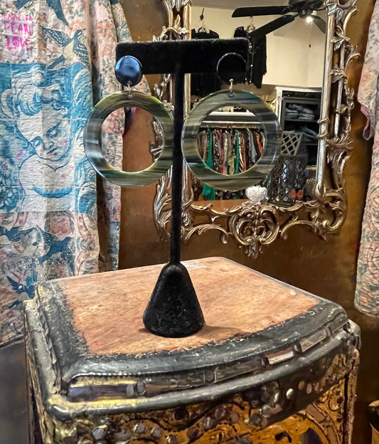 Green Lucite Hoop Earrings