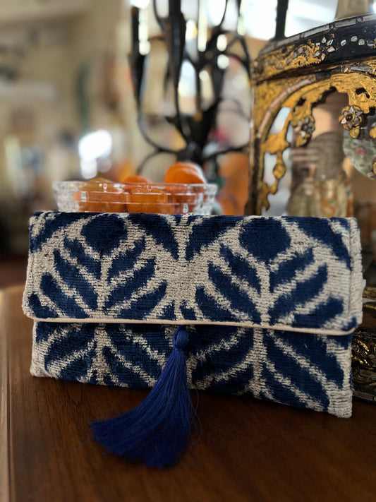 Ikat Clutch in Capri