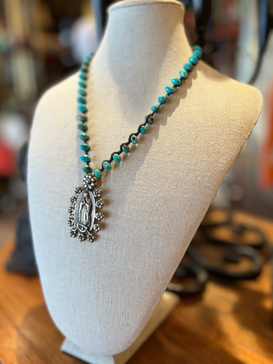 Virgin Mary Turquoise 1026 Necklace