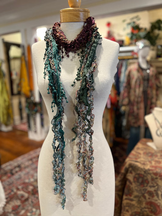 Siren Scarf in Sage Plum Aqua