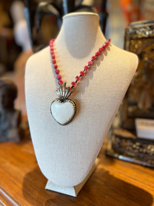 Milagro Heart with Pink Quartz 1049