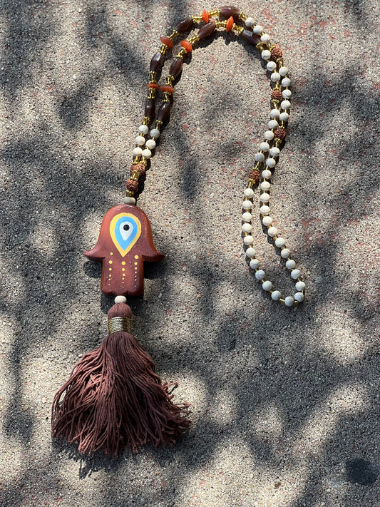 Hand in Hand Necklace in Brown