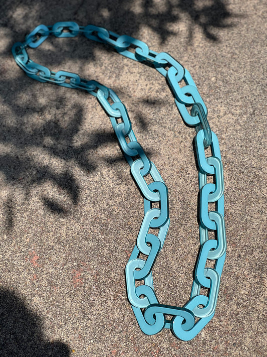 Chain Link Necklace In Sky Blue