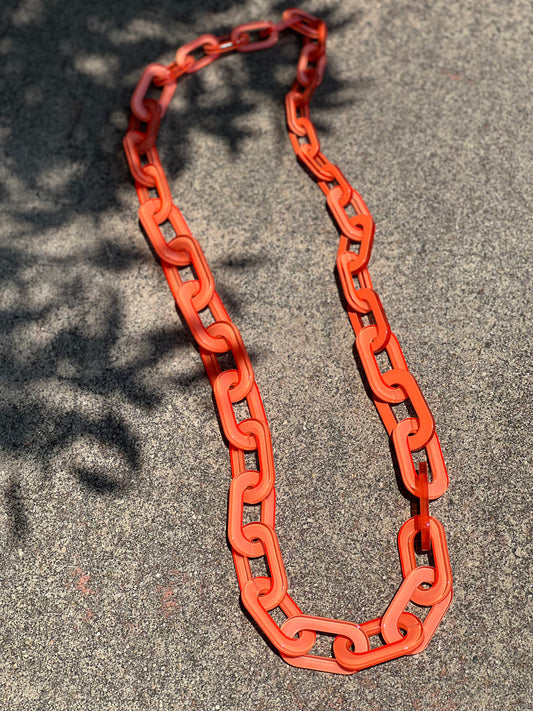 Chain Link Necklace In Hot Orange