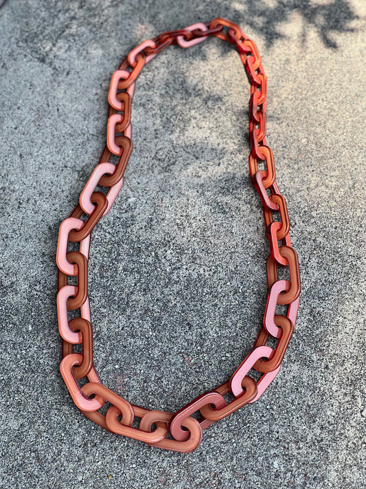 Chain Link Necklace In Terracotta