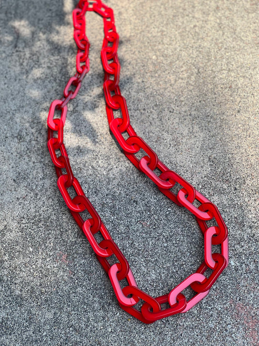 Chain Link Necklace In Red