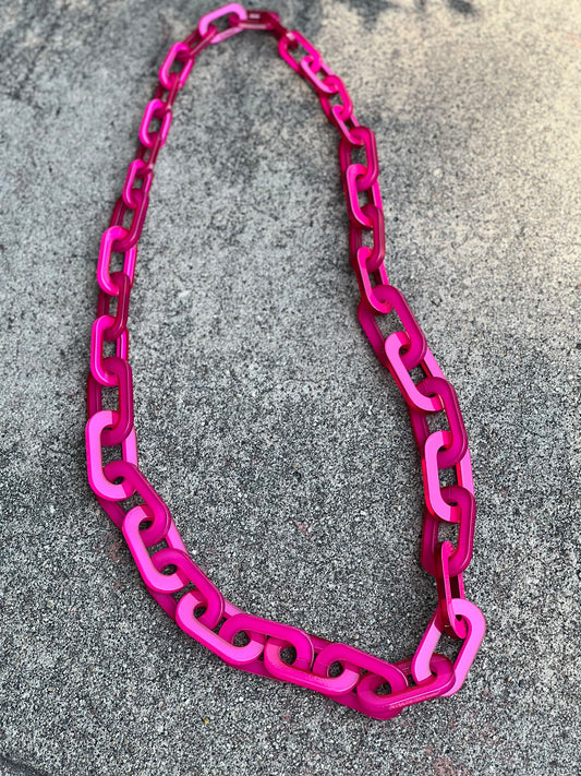 Chain Link Necklace In Hot Pink