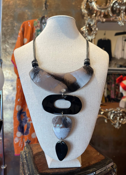 Marbled Lucite Statement Necklace
