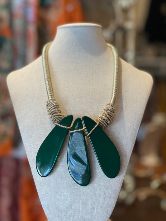 Green and Gold Statement Necklace