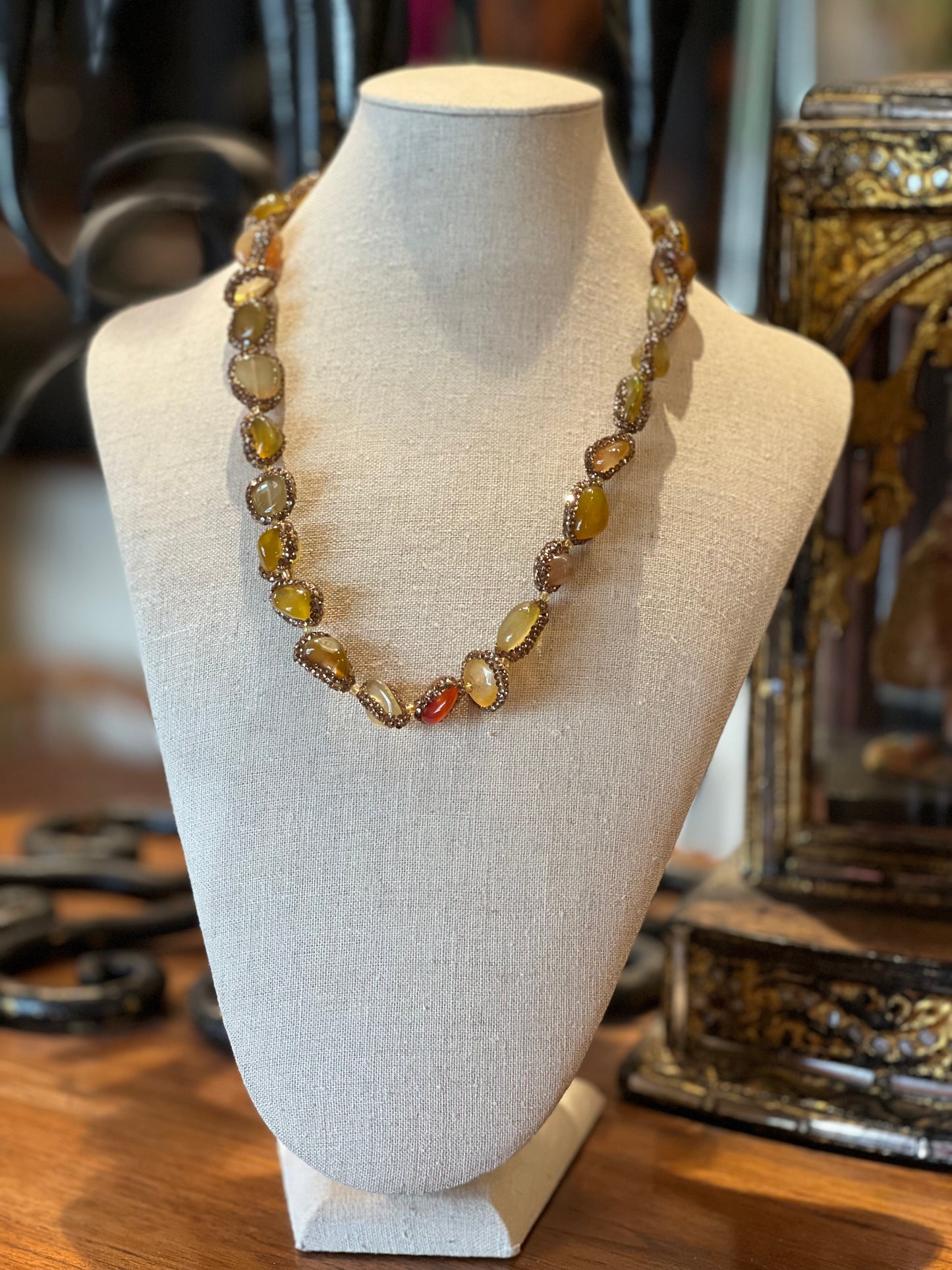 Paloma Necklace in Golden Agate
