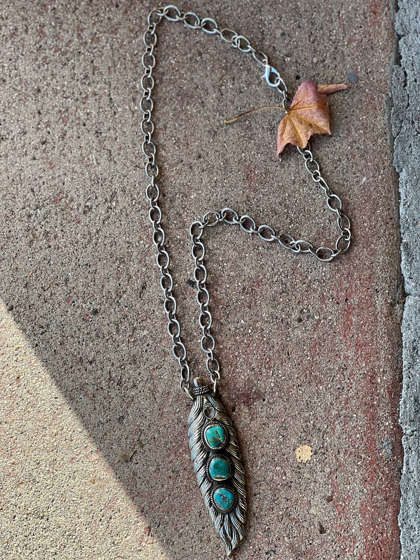 Healing Feather with Turquoise 1259, 1260 Necklace