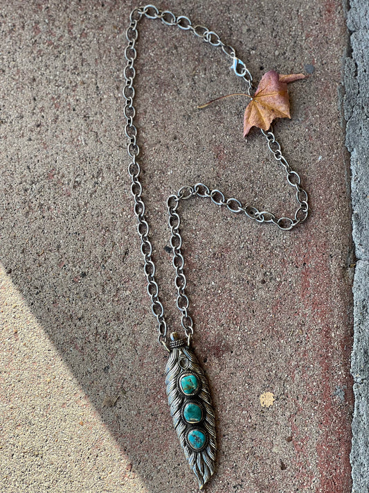 Healing Feather with Turquoise 1259, 1260 Necklace