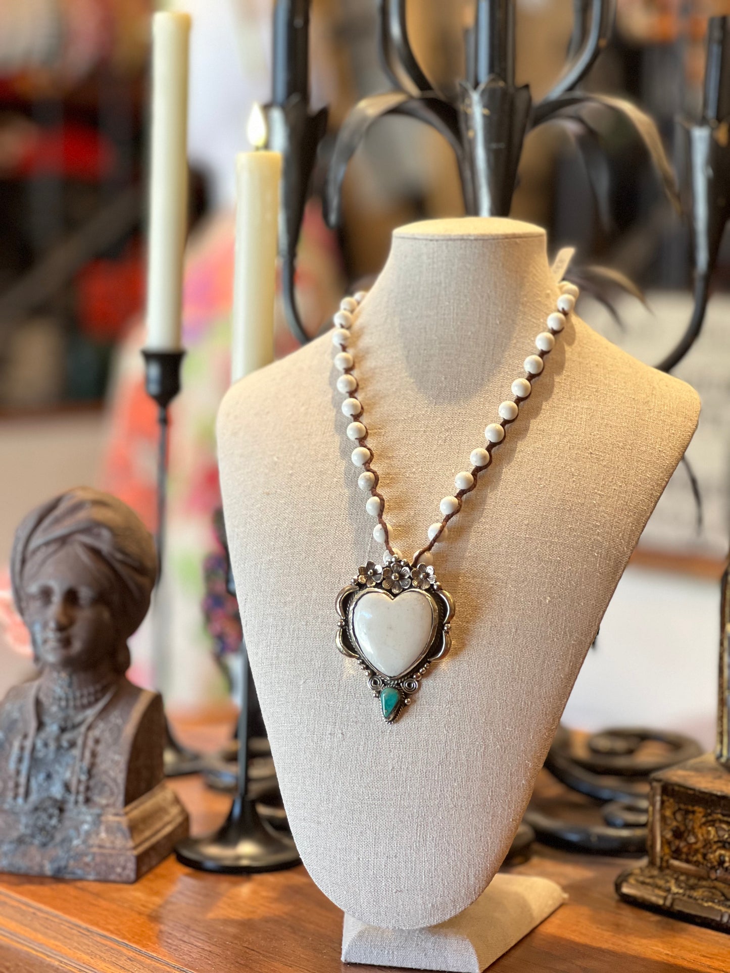 Heart Pendant in Bone 1272 Necklace