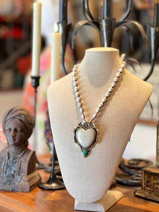 Heart Pendant in Bone 1272 Necklace