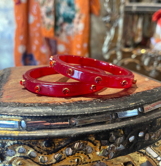 Stack Bracelets in Red Stud