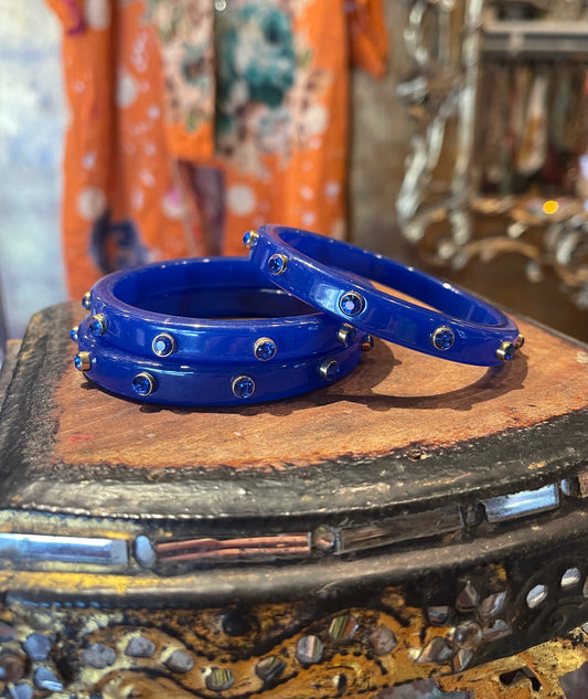 Stack Bracelets in Blue Stud