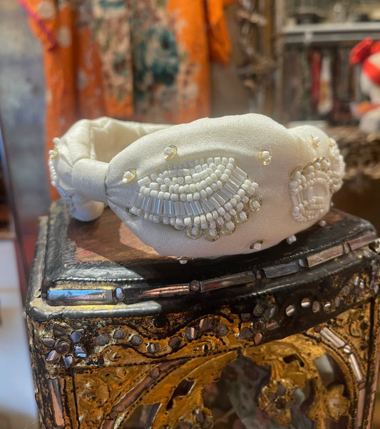 Beaded Ivory Headband