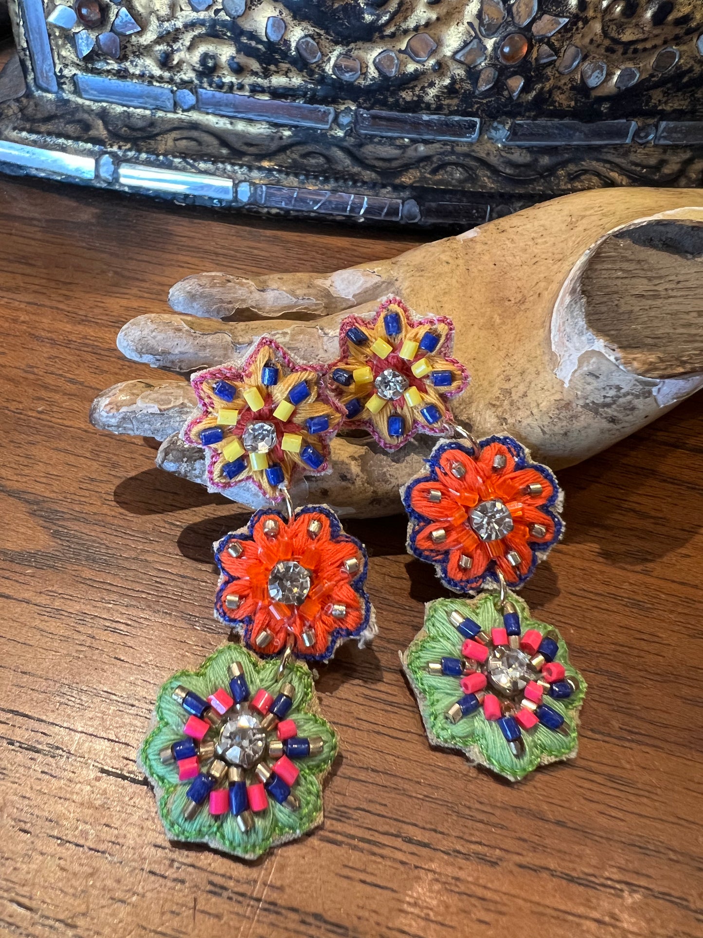 Folklore Flower Earring Orange Center