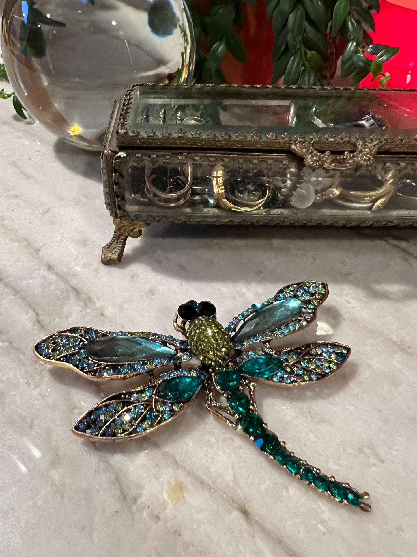 Dragonfly Pin in Aqua
