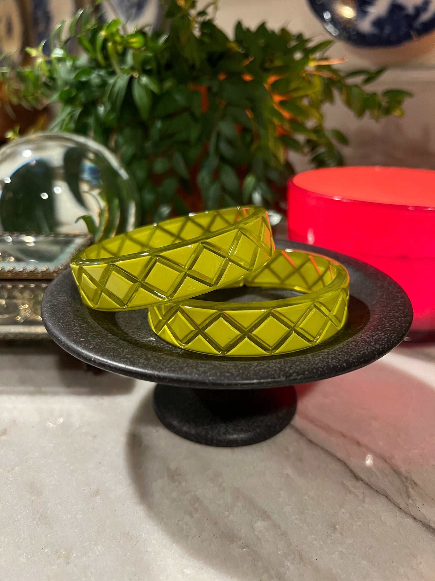 Criss Cross Bangle in Lime