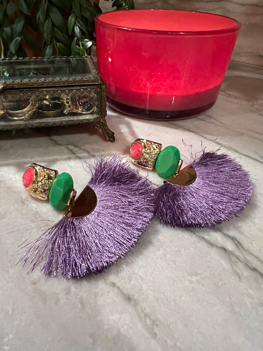 Chic Purple Fan Earring