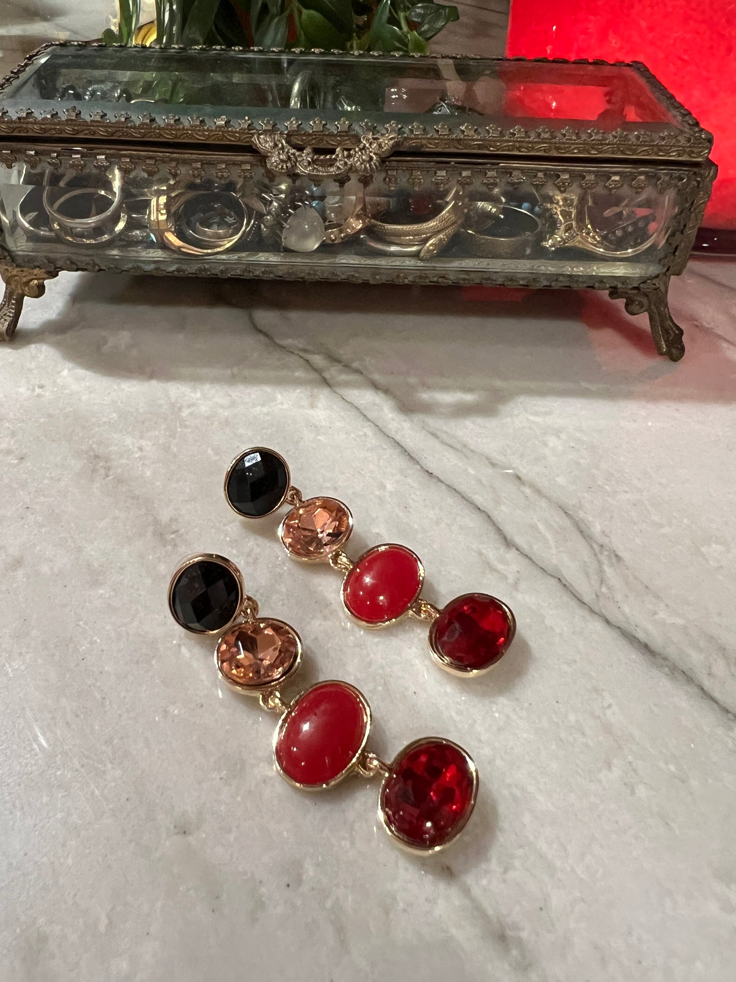 Rich Red Dangle Earring