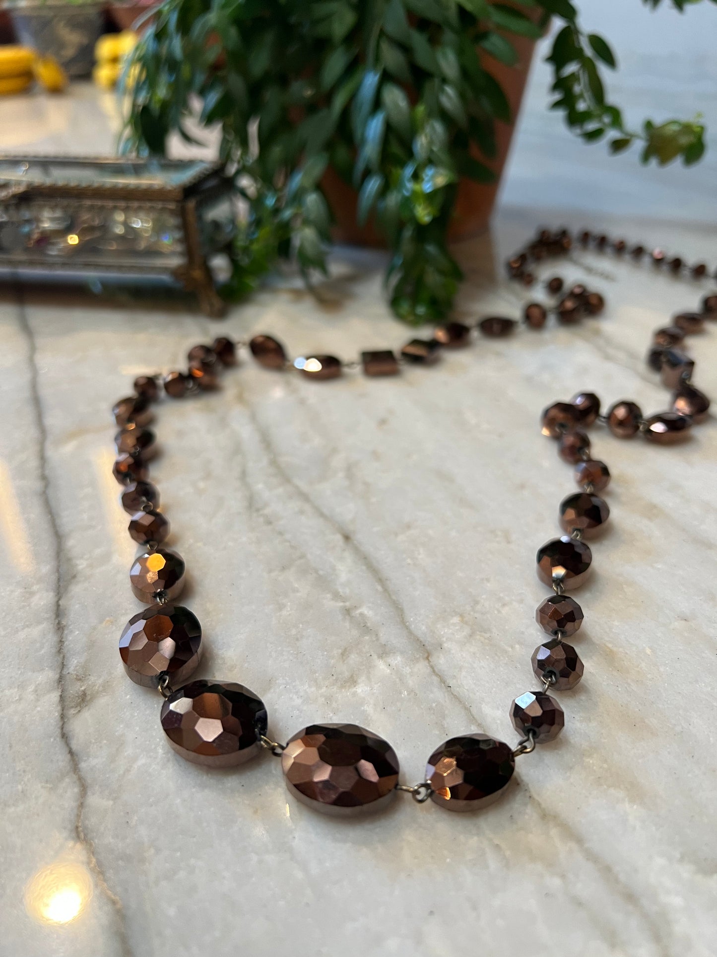 Crystal Ball Necklace in Bronze Age