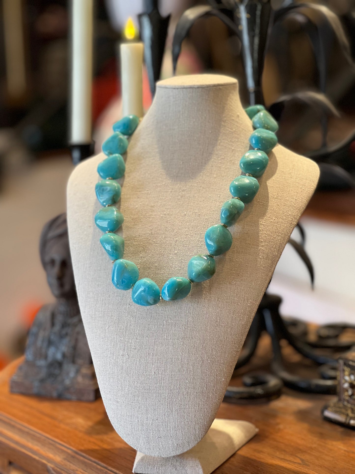 Faux Turquoise Nugget Necklace