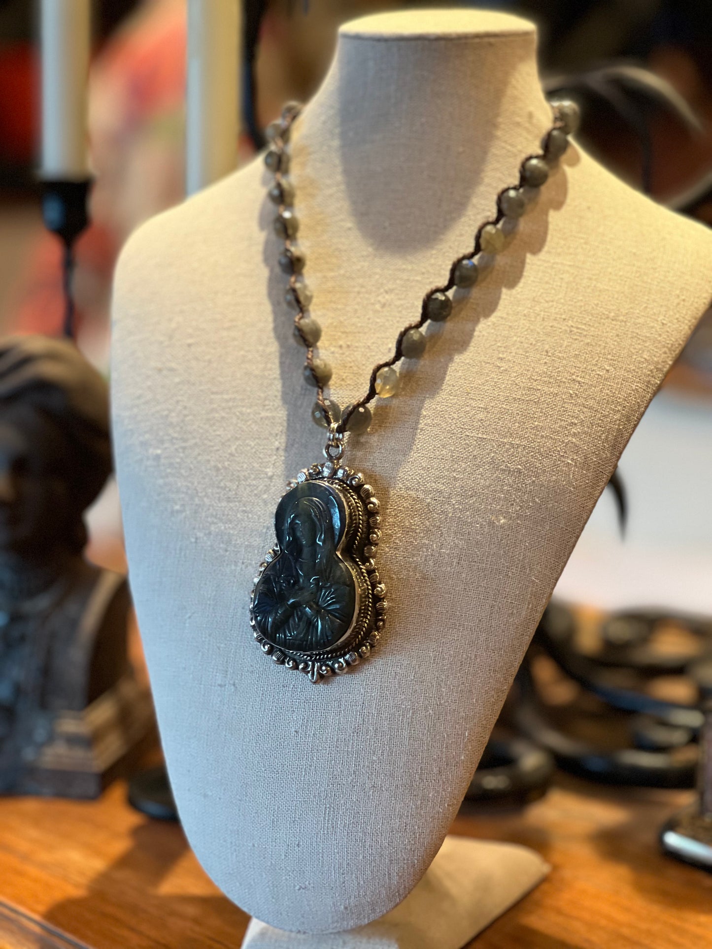 Labradorite Mother Mary 1338 Necklace