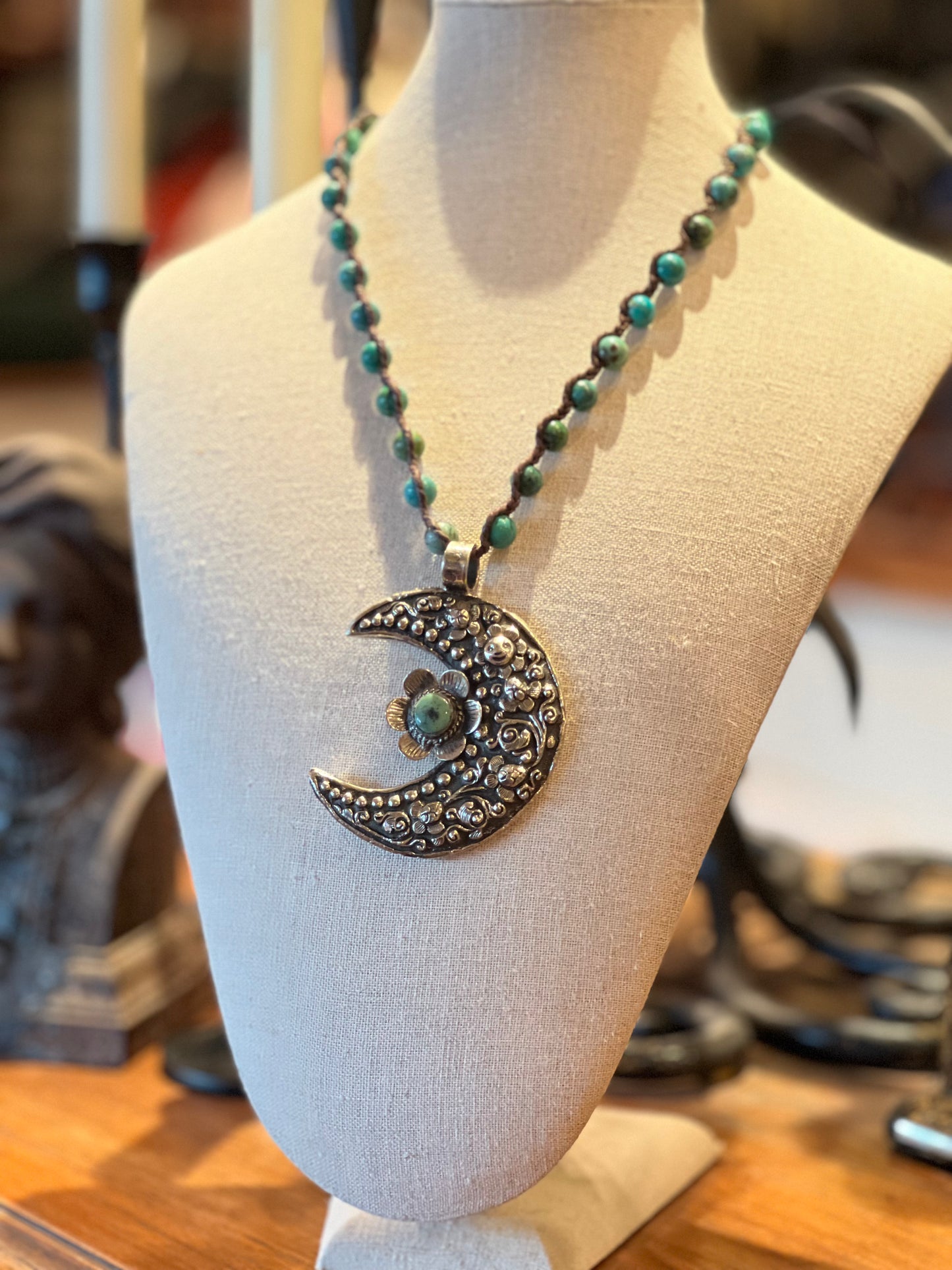 Ornate Floral Moon 1347 Necklace