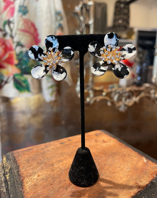 Rhinestone Daisy Earrings