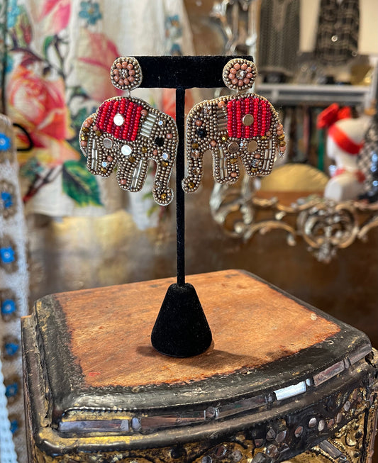 Beaded Elephant Earrings