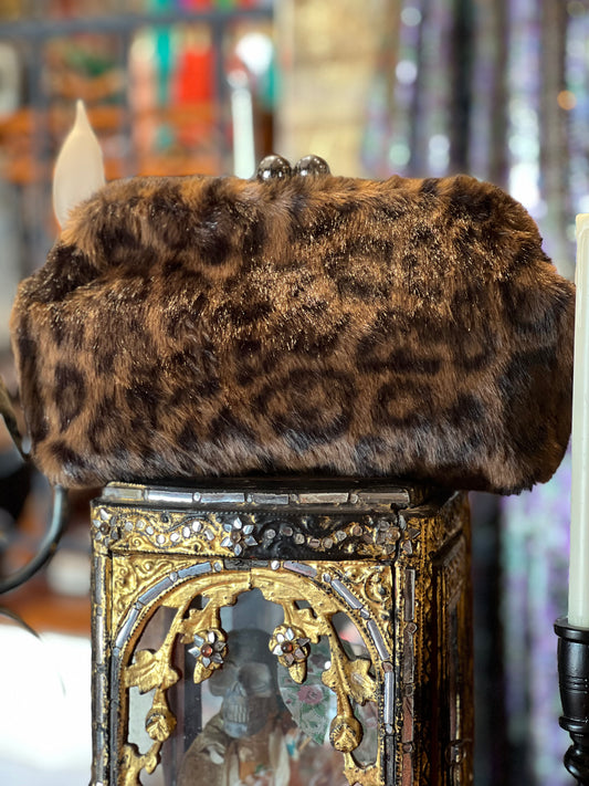 Faux Leopard Clutch