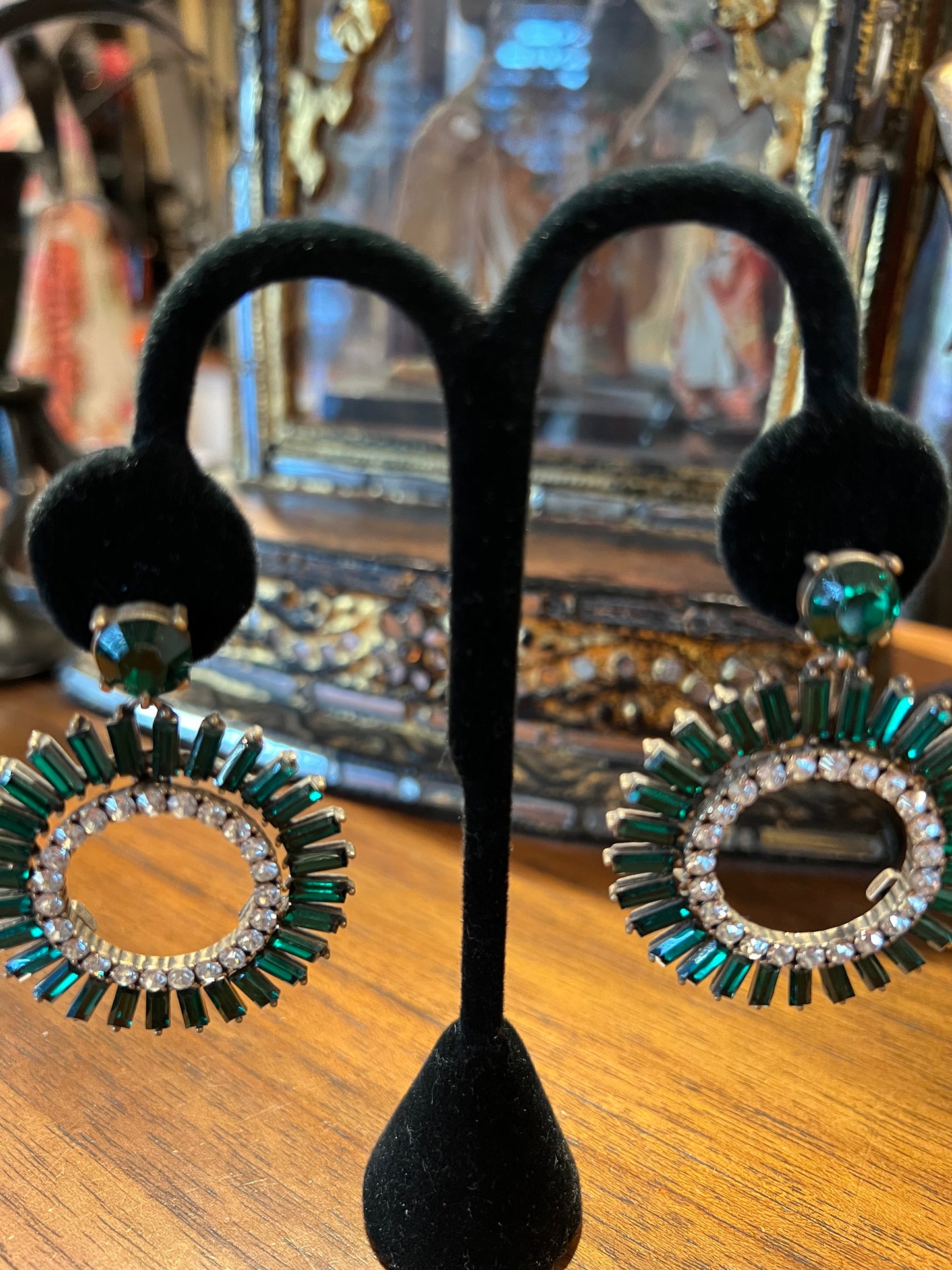 Modern Emerald and Rhinestone Hoop