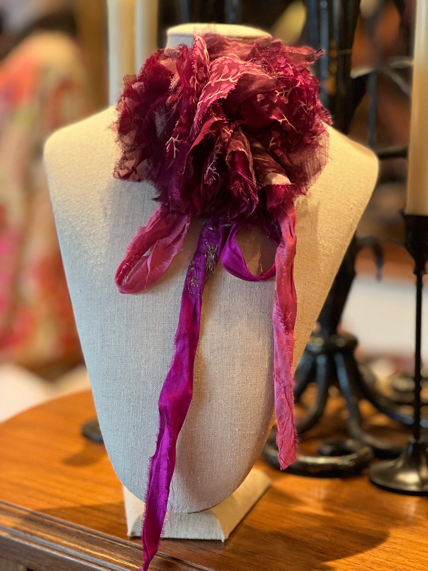 Tattered Rose Clip in Circus Berry