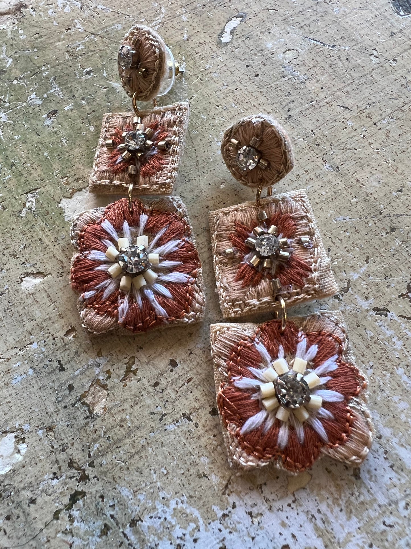 Quilt Flower Earring in Ginger