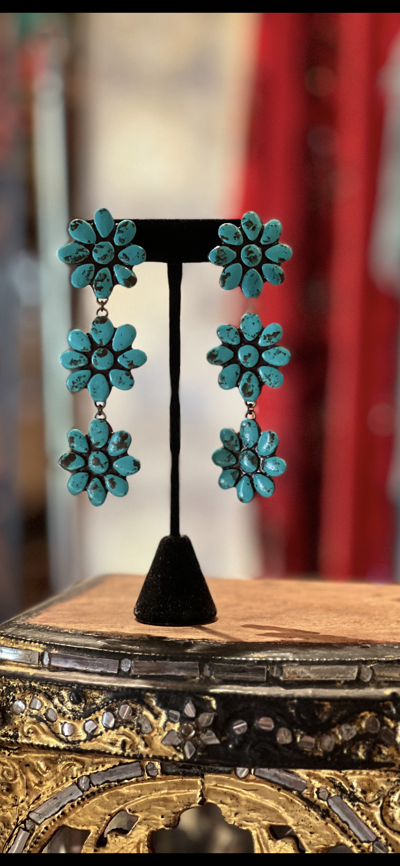 Faux Turquoise Flower Earring