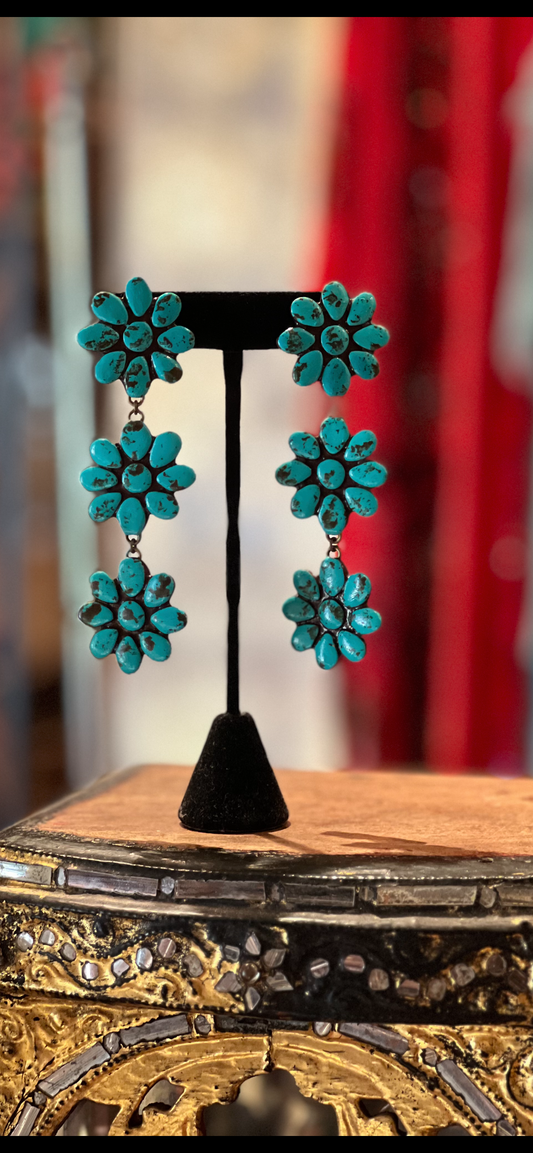 Faux Turquoise Flower Earring